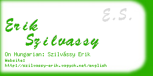 erik szilvassy business card